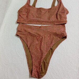 Print Two Piece Bikini Swimsuit Triangle High Women's